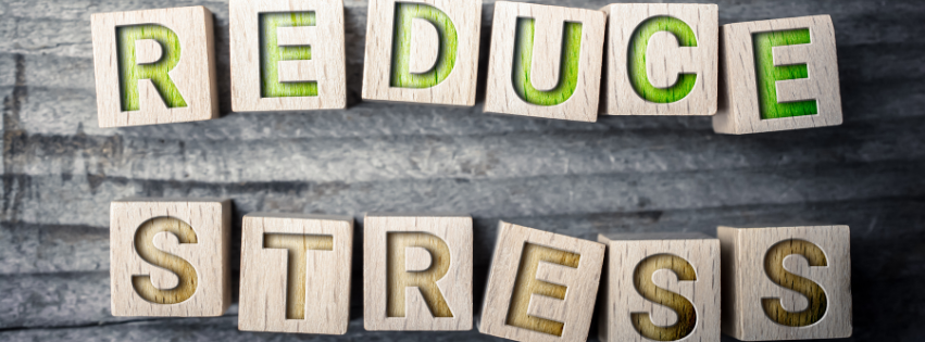 Blocks spelling the words, reduce stress