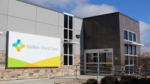 Building with a color logo