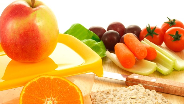 Fresh fruits and vegetables on a table