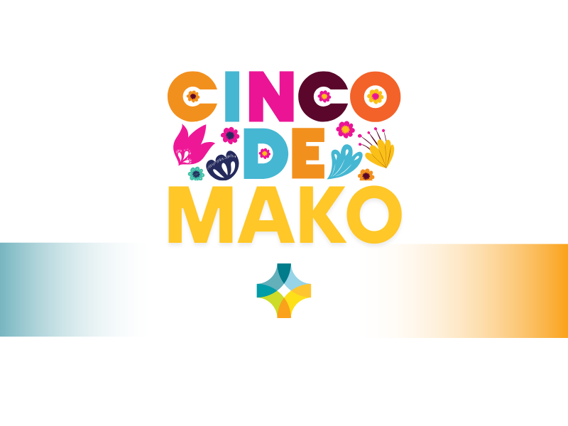Colorful lettering saying Cinco de Mako