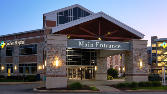 Front entrance of Goshen Hospital